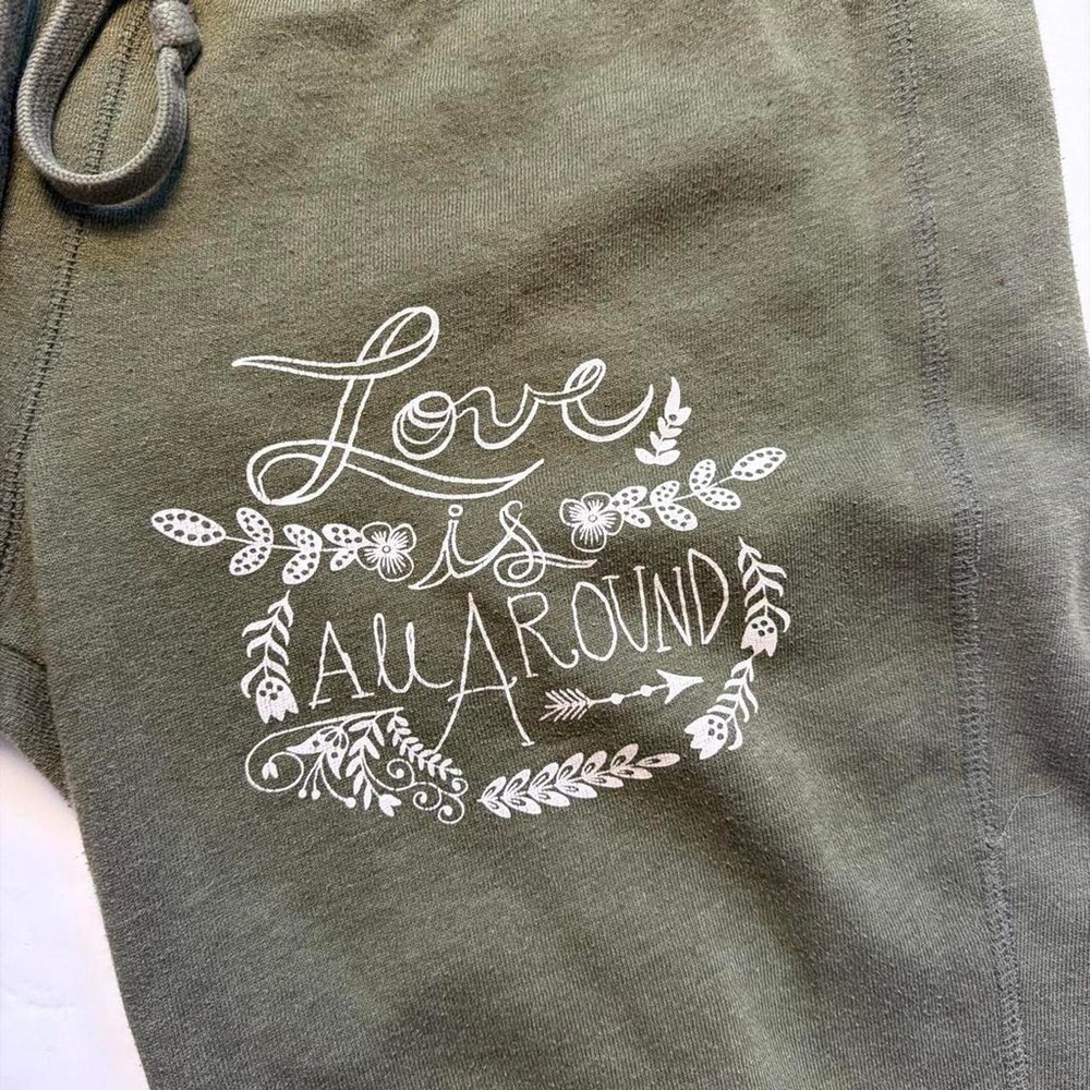 Mossimo Olive Green Lowrise Sweatpants Embroidered Boho Floral Y2K Track Pants M - Picture 6 of 8